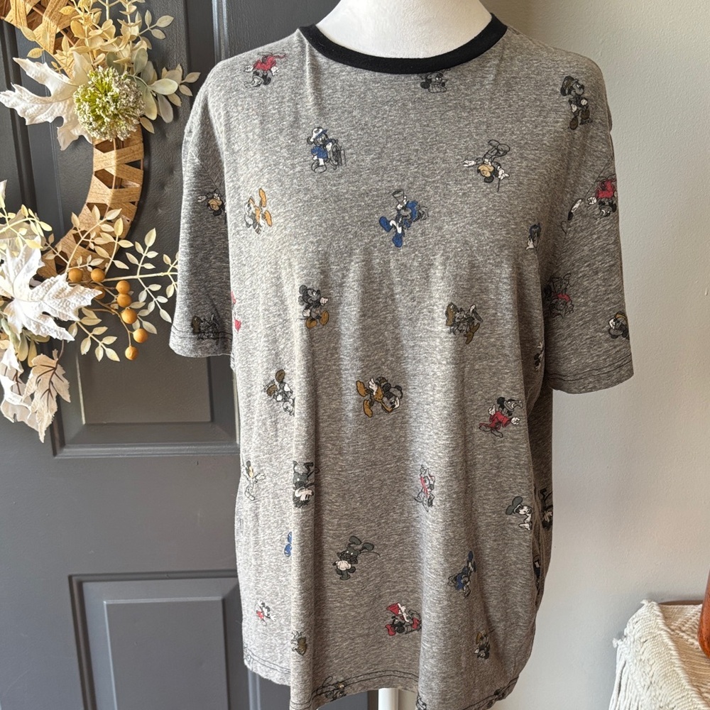 Gray T-Shirt with Cartoon Characters